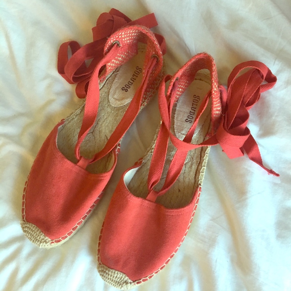 Red Suede Soludos Espadrilles